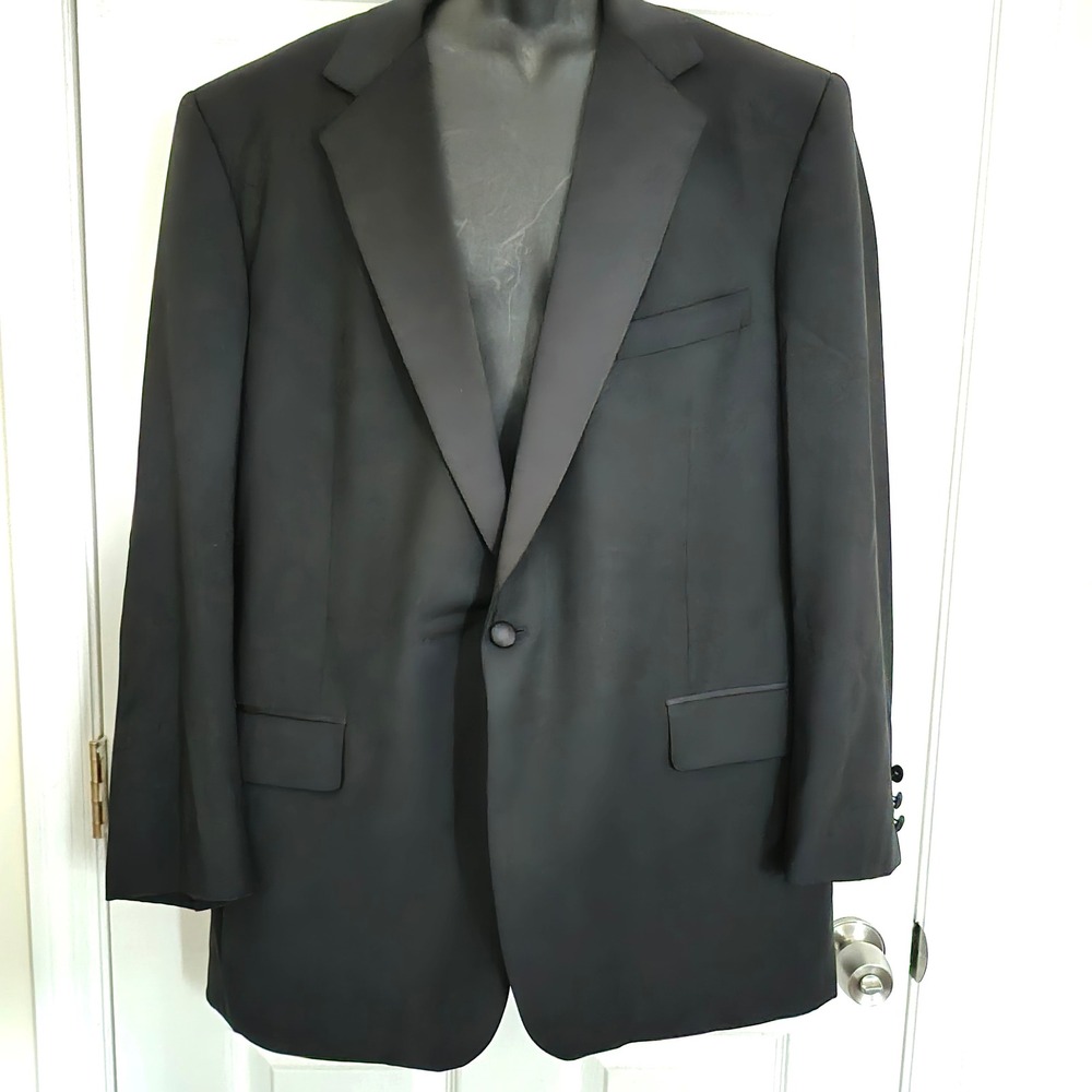 Brooks Brothers Golden Fleece Tuxedo Jacket 46 Long Black Wool Peak Lapel USA